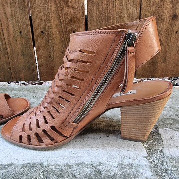 Paul Green Womem's Rosa Peep-Toe Sandal Woven Leather Tan Brown Size 6 - Picture 7 of 10